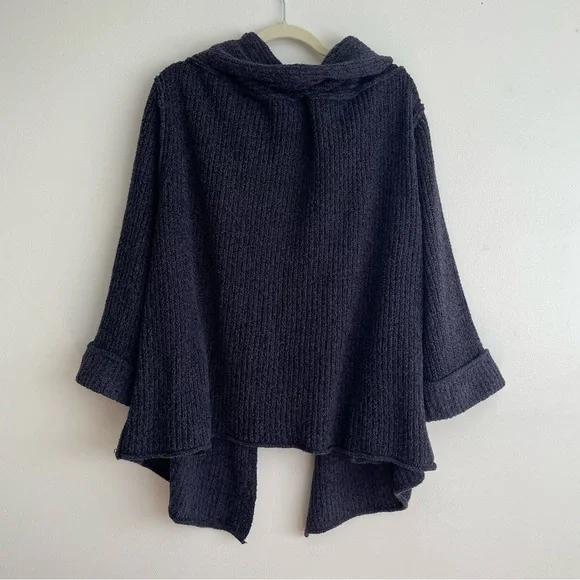 Free people Low tide cardigan navy blue knit sweater open slouchy extra small S - Picture 3 of 13